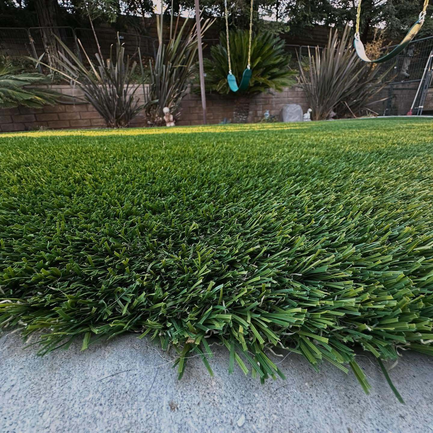 Emerald Ridge artificial grass Backyard swing set Yucaipa CA