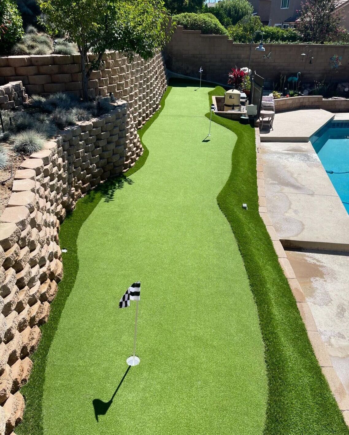 Artificial Grass Around Pool, Landscape Pool Decks Orange County